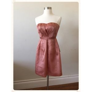 wedding cocktail bridesmaids strapless dress silk